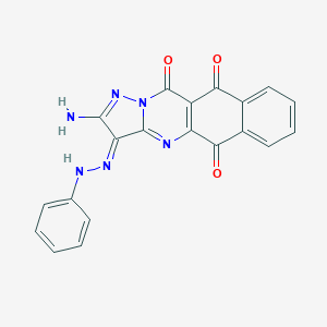 molecular formula C20H12N6O3 B069872 (13E)-14-Amino-13-(phenylhydrazinylidene)-11,15,16-triazatetracyclo[8.7.0.03,8.012,16]heptadeca-1(10),3,5,7,11,14-hexaene-2,9,17-trione CAS No. 177420-11-0