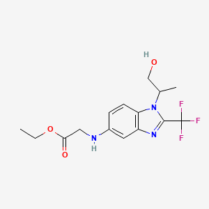 molecular formula C15H18F3N3O3 B6987356 Ethyl 2-[[1-(1-hydroxypropan-2-yl)-2-(trifluoromethyl)benzimidazol-5-yl]amino]acetate 