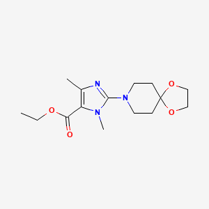 molecular formula C15H23N3O4 B6987479 Ethyl 2-(1,4-dioxa-8-azaspiro[4.5]decan-8-yl)-3,5-dimethylimidazole-4-carboxylate 