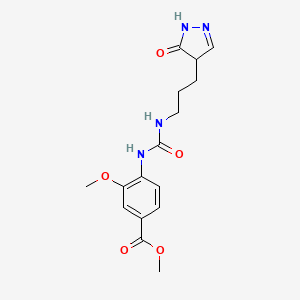 molecular formula C16H20N4O5 B6987939 Methyl 3-methoxy-4-[3-(5-oxo-1,4-dihydropyrazol-4-yl)propylcarbamoylamino]benzoate 