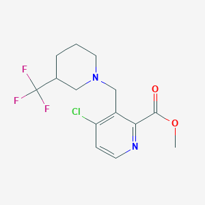 molecular formula C14H16ClF3N2O2 B6988053 Methyl 4-chloro-3-[[3-(trifluoromethyl)piperidin-1-yl]methyl]pyridine-2-carboxylate 