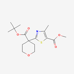 molecular formula C16H23NO5S B6988106 Methyl 4-methyl-2-[4-[(2-methylpropan-2-yl)oxycarbonyl]oxan-4-yl]-1,3-thiazole-5-carboxylate 