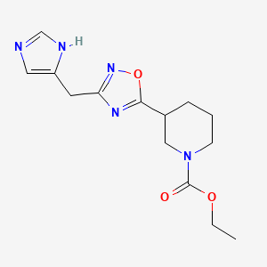 molecular formula C14H19N5O3 B6988231 ethyl 3-[3-(1H-imidazol-5-ylmethyl)-1,2,4-oxadiazol-5-yl]piperidine-1-carboxylate 