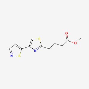 molecular formula C11H12N2O2S2 B6988267 Methyl 4-[4-(1,2-thiazol-5-yl)-1,3-thiazol-2-yl]butanoate 