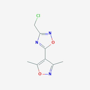 molecular formula C8H8ClN3O2 B069883 3-(Chloromethyl)-5-(3,5-dimethylisoxazol-4-yl)-1,2,4-oxadiazole CAS No. 175205-42-2