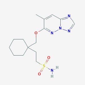 molecular formula C15H23N5O3S B069887 Cyclohexaneethanesulfonamide, 1-(((7-methyl(1,2,4)triazolo(1,5-b)pyridazin-6-yl)oxy)methyl)- CAS No. 175215-29-9