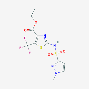 molecular formula C11H11F3N4O4S2 B6988762 Ethyl 2-[(1-methylpyrazol-3-yl)sulfonylamino]-5-(trifluoromethyl)-1,3-thiazole-4-carboxylate 