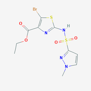 molecular formula C10H11BrN4O4S2 B6988815 Ethyl 5-bromo-2-[(1-methylpyrazol-3-yl)sulfonylamino]-1,3-thiazole-4-carboxylate 