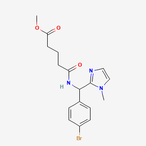 molecular formula C17H20BrN3O3 B6989142 Methyl 5-[[(4-bromophenyl)-(1-methylimidazol-2-yl)methyl]amino]-5-oxopentanoate 