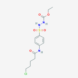 molecular formula C14H20ClN3O5S B6989306 ethyl N-[[4-(5-chloropentanoylamino)phenyl]sulfonylamino]carbamate 