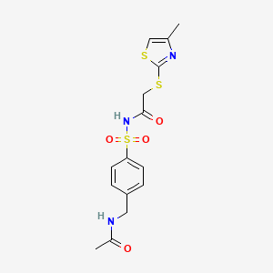 N-[4-(acetamidomethyl)phenyl]sulfonyl-2-[(4-methyl-1,3-thiazol-2-yl)sulfanyl]acetamide