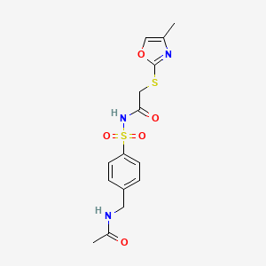 N-[4-(acetamidomethyl)phenyl]sulfonyl-2-[(4-methyl-1,3-oxazol-2-yl)sulfanyl]acetamide