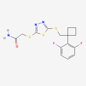 2-[[5-[[1-(2,6-Difluorophenyl)cyclobutyl]methylsulfanyl]-1,3,4-thiadiazol-2-yl]sulfanyl]acetamide