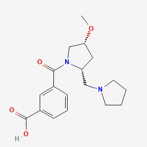 3-[(2R,4R)-4-methoxy-2-(pyrrolidin-1-ylmethyl)pyrrolidine-1-carbonyl]benzoic acid