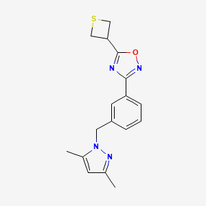 3-[3-[(3,5-Dimethylpyrazol-1-yl)methyl]phenyl]-5-(thietan-3-yl)-1,2,4-oxadiazole