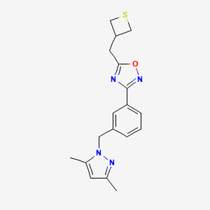 3-[3-[(3,5-Dimethylpyrazol-1-yl)methyl]phenyl]-5-(thietan-3-ylmethyl)-1,2,4-oxadiazole