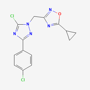 3-[[5-Chloro-3-(4-chlorophenyl)-1,2,4-triazol-1-yl]methyl]-5-cyclopropyl-1,2,4-oxadiazole