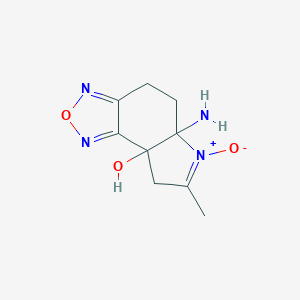 molecular formula C9H12N4O3 B069904 5a-amino-7-methyl-6-oxido-5,8-dihydro-4H-pyrrolo[2,3-g][2,1,3]benzoxadiazol-6-ium-8a-ol CAS No. 164355-82-2