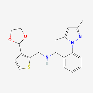 1-[2-(3,5-dimethylpyrazol-1-yl)phenyl]-N-[[3-(1,3-dioxolan-2-yl)thiophen-2-yl]methyl]methanamine