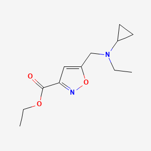 molecular formula C12H18N2O3 B6990921 Ethyl 5-[[cyclopropyl(ethyl)amino]methyl]-1,2-oxazole-3-carboxylate 