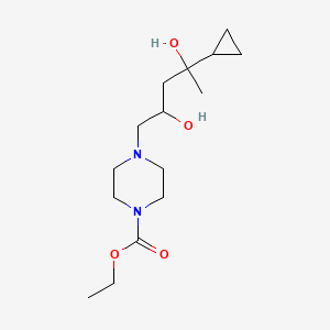 molecular formula C15H28N2O4 B6991030 Ethyl 4-(4-cyclopropyl-2,4-dihydroxypentyl)piperazine-1-carboxylate 