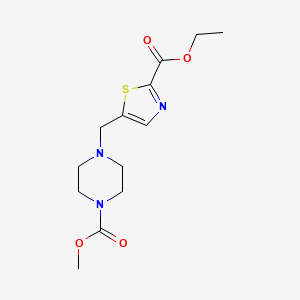 molecular formula C13H19N3O4S B6991059 Ethyl 5-[(4-methoxycarbonylpiperazin-1-yl)methyl]-1,3-thiazole-2-carboxylate 