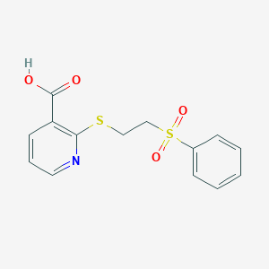 molecular formula C14H13NO4S2 B069911 2-[2-(Phenylsulfonyl)ethylthio]nicotinic acid CAS No. 175203-21-1