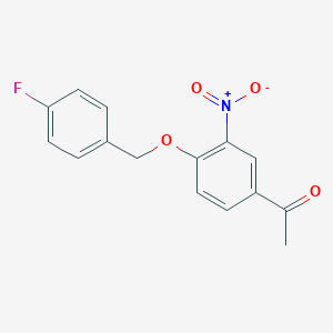 molecular formula C15H12FNO4 B069915 1-(4-((4-Fluorobenzyl)oxy)-3-nitrophenyl)ethanone CAS No. 175136-24-0