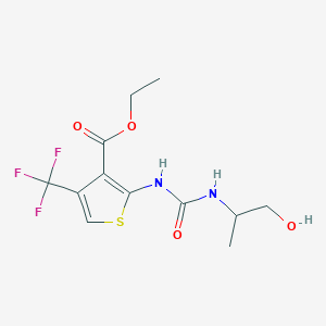 molecular formula C12H15F3N2O4S B6993153 Ethyl 2-(1-hydroxypropan-2-ylcarbamoylamino)-4-(trifluoromethyl)thiophene-3-carboxylate 