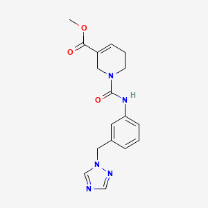 molecular formula C17H19N5O3 B6993270 methyl 1-[[3-(1,2,4-triazol-1-ylmethyl)phenyl]carbamoyl]-3,6-dihydro-2H-pyridine-5-carboxylate 