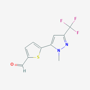 molecular formula C10H7F3N2OS B069934 5-(1-Methyl-3-(trifluoromethyl)-1H-pyrazol-5-yl)thiophene-2-carbaldehyde CAS No. 175202-94-5
