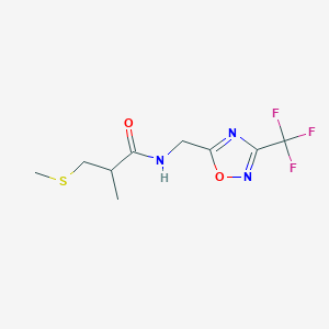 2-methyl-3-methylsulfanyl-N-[[3-(trifluoromethyl)-1,2,4-oxadiazol-5-yl]methyl]propanamide