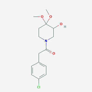 2-(4-Chlorophenyl)-1-(3-hydroxy-4,4-dimethoxypiperidin-1-yl)ethanone