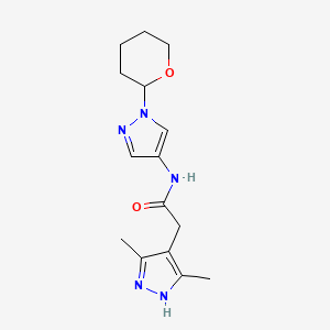 2-(3,5-dimethyl-1H-pyrazol-4-yl)-N-[1-(oxan-2-yl)pyrazol-4-yl]acetamide