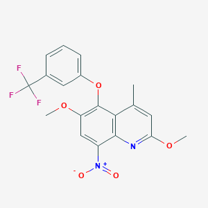molecular formula C19H15F3N2O5 B069963 2,6-Dimethoxy-4-methyl-8-nitro-5-[3-(trifluoromethyl)phenoxy]quinoline CAS No. 189746-15-4