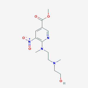 molecular formula C13H20N4O5 B7004442 Methyl 6-[2-[2-hydroxyethyl(methyl)amino]ethyl-methylamino]-5-nitropyridine-3-carboxylate 