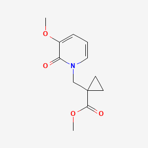 molecular formula C12H15NO4 B7005195 Methyl 1-[(3-methoxy-2-oxopyridin-1-yl)methyl]cyclopropane-1-carboxylate 