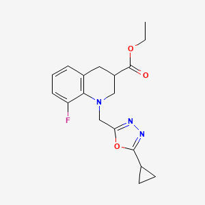 molecular formula C18H20FN3O3 B7008297 ethyl 1-[(5-cyclopropyl-1,3,4-oxadiazol-2-yl)methyl]-8-fluoro-3,4-dihydro-2H-quinoline-3-carboxylate 