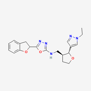 5-(2,3-dihydro-1-benzofuran-2-yl)-N-[[(2R,3S)-2-(1-ethylpyrazol-4-yl)oxolan-3-yl]methyl]-1,3,4-oxadiazol-2-amine