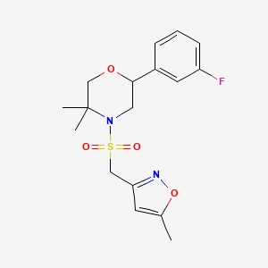 2-(3-Fluorophenyl)-5,5-dimethyl-4-[(5-methyl-1,2-oxazol-3-yl)methylsulfonyl]morpholine