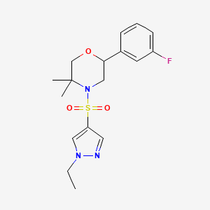 4-(1-Ethylpyrazol-4-yl)sulfonyl-2-(3-fluorophenyl)-5,5-dimethylmorpholine