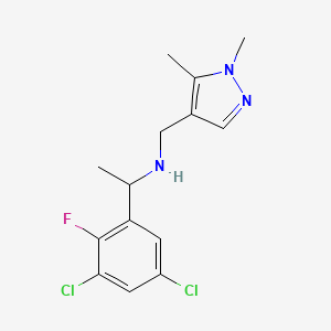 1-(3,5-dichloro-2-fluorophenyl)-N-[(1,5-dimethylpyrazol-4-yl)methyl]ethanamine