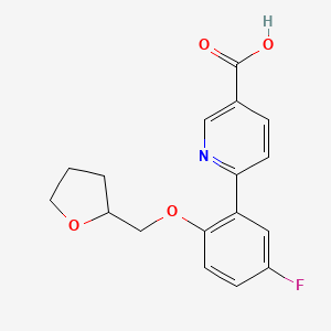 6-[5-Fluoro-2-(oxolan-2-ylmethoxy)phenyl]pyridine-3-carboxylic acid