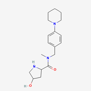 4-hydroxy-N-methyl-N-[(4-piperidin-1-ylphenyl)methyl]pyrrolidine-2-carboxamide