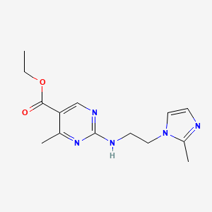 molecular formula C14H19N5O2 B7017530 Ethyl 4-methyl-2-[2-(2-methylimidazol-1-yl)ethylamino]pyrimidine-5-carboxylate 