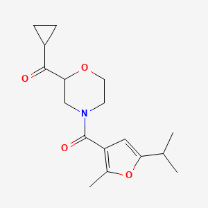 molecular formula C17H23NO4 B7018929 Cyclopropyl-[4-(2-methyl-5-propan-2-ylfuran-3-carbonyl)morpholin-2-yl]methanone 