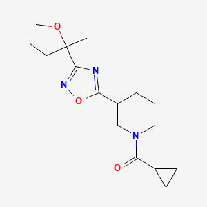 molecular formula C16H25N3O3 B7020456 Cyclopropyl-[3-[3-(2-methoxybutan-2-yl)-1,2,4-oxadiazol-5-yl]piperidin-1-yl]methanone 