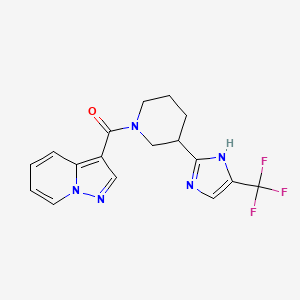 molecular formula C17H16F3N5O B7020934 pyrazolo[1,5-a]pyridin-3-yl-[3-[5-(trifluoromethyl)-1H-imidazol-2-yl]piperidin-1-yl]methanone 