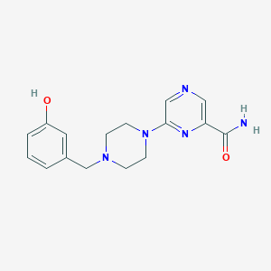 6-[4-[(3-Hydroxyphenyl)methyl]piperazin-1-yl]pyrazine-2-carboxamide