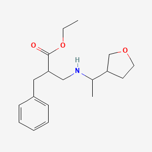 molecular formula C18H27NO3 B7023176 Ethyl 2-benzyl-3-[1-(oxolan-3-yl)ethylamino]propanoate 